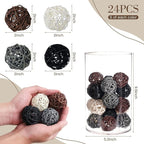 DomeStar 24PCS Brown Decorative Balls for Bowl Centerpiece, 2 Inch Rattan Balls Bowl Fillers Decor - Wicker Twig Orbs Spheres, Wedding Home Vase Table Decor