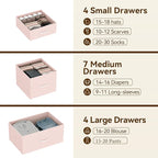 GarveeHome 15 Drawers Dressers, Chest of Drawers with Wood Tabletop, Metal Frame, Storage Organizer Unit with Fabric, Tall Dressers for Bedroom Living Room Hallway Entryway, Pink