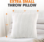 Cheer Collection Faux Fur Throw Pillows - Decorative Pillows for Couch, Bed Throw Pillows, White Accent Pillows for Bedroom or Living Room Aesthetic, Set of 2 Furry Throw Pillows, 16" x 16"