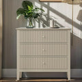 Large Beige 3 Drawer Dresser, Painted 30 Inch Tall Wood Nightstand with Storage, Wide Modern Chest of Drawers with Ball Bearing Slide for Bedroom Hallway Living Room Entryway Office