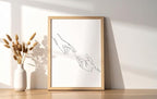 Y2K BOO Minimalist Reaching Hands UNFRAMED Wall Art Continuous Line Drawing Connection Symbol 8x10 Inch Heavyweight Paper Modern Studio Home Decor
