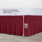 Utopia Bedding Queen Elastic Bed Ruffle - Easy Wrap Around Ruffle - Microfiber Bed Skirt with Adjustable Elastic Belt 16 Inch Tailored Drop - Hotel Quality Bedskirt, Fade Resistant (Queen, Burgundy)