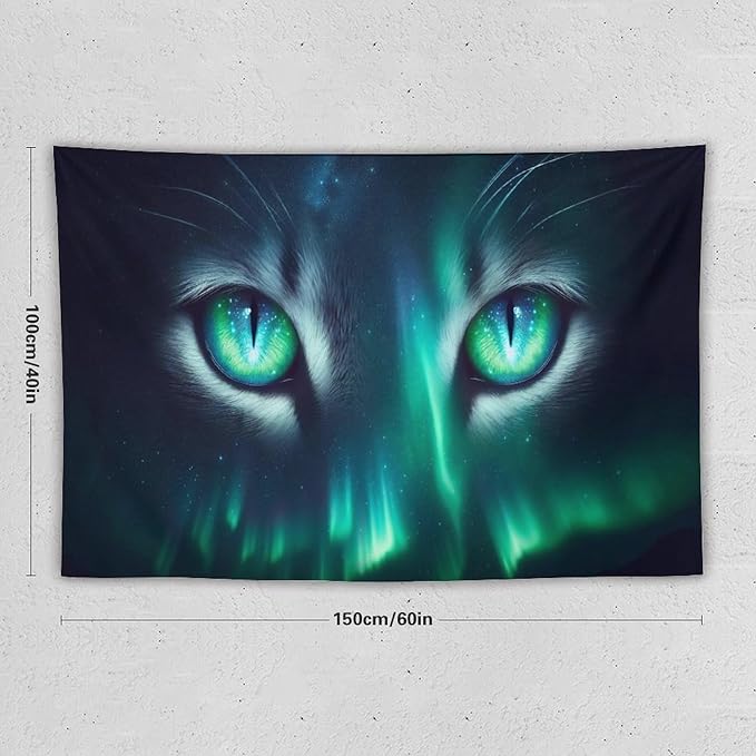 VUMIVI Cat Eye Galaxy Tapestry Mystical Northern Lights Starry Sky Abstract Aurora Art Magical Fantasy Decor Tapestry Wall Hanging for Living Room Bedroom Dorm Classroom Aesthetic Decor W60xL40in
