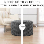 Stuffed Pouf Ottoman with Modern High-Density Foam Faux Fur Poufs Pouf Stool Round Foot Stool Cushion Storage Ottoman 20 * 12''Floor Poufs Ottoman Foot Rest for Living Room (Dark Grey)