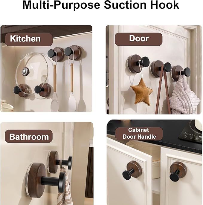 Wreath Hanger for Front Door, 4Pack Suction Cup Hooks for Glass Window/Over Door/Outdoor, Christmas/Thanksgiving/Halloween/July 4th/Easter/Valentine/Fall/Summer/Spring (4 Pack)