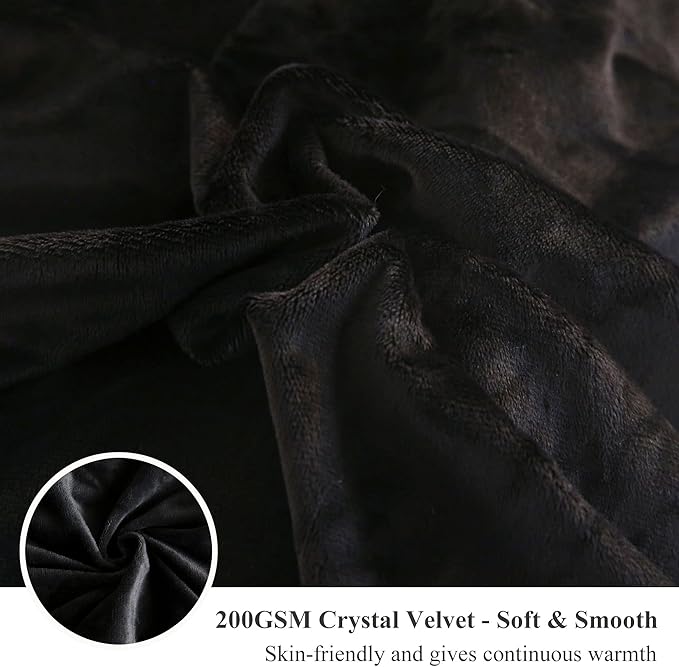 XeGe Plush Shaggy Duvet Cover Set, Luxury Ultra Soft Crystal Velvet Fluffy Bedding Sets 3 Pieces(1 Furry Faux Fur Comforter Cover + 2 Fuzzy Faux Fur Pillow Cases), Zipper Closure(Queen, Black Ombre)