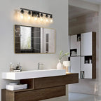 6-Light Black Vanity Lights 38'' Modern Bathroom Vanity Lighting Fixtures Above Mirror， Industrial Matte Bathroom Light Fixtures, Bath Wall Light Fixtures, Black Wall Sconces