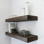Urbandi Modern Floating Shelves 3 Inches Thick for Wall, Wide Shelves for Kitchen, Living Room, Bedroom, and Bathroom, Natural Pine Wood, Rustic Wooden Shelf, (Set of 2) (Jacobean, 60Lx3Hx8D)