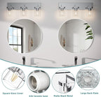 Chrome Bathroom Vanity Light, Square Design 3 Lights Morden Vanity Lighting Fixtures Over Mirror, Bathroom Light Fixtures for Living Room/Bedroom