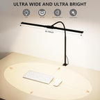 Dual-Head LED Desk Lamp for Office Home, Adjustable Flexible Eye-Caring Desk Light, 5 Modes 10 Brightness Adjustment, USB Adapter Desk Lamp with Clamp-ST-B