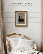ARPEOTCY Vintage Gold Framed Wall Art Decor, Black Grace Swan Canvs Art for Living Room Bedroom Office, 11x14 Inch Vintage Animal Oil Painting Picture Bathroom Wall Decor Aesthtic