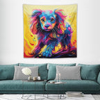VUMIVI Colorful Cute Dog Tapestry Rainbow-Hued Oil Painting Pet-Themed Abstract Art Print Tapestry Wall Hanging for Living Room Bedroom Dorm Classroom Aesthetic Decor W60xL60in
