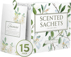 15 Pack Jasmine Sachets for Drawers and Closets, Scented Sachets for Drawers, Closet Freshener Sachet for Drawers to Refresh Any Space, Jasmine Sachet Bags, Scented Drawer Fresheners for Dresser