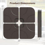 Tangkula Umbrella Base Set of 4, Cantilever Offset Umbrella Stand with HDPE Frame, Water & Sand Filled Refillable Base, Easy-Fill Spouts for Patio, Poolside (Brown)