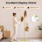 DYRABREST 67" Freestanding Scarf Organizer, Metal Spiral Scarf Holder with 30 Rods, Commercial Hijab Organizer Belt Pants Hanger for Clothing Store Home, Space Saving Shelves (Gold)