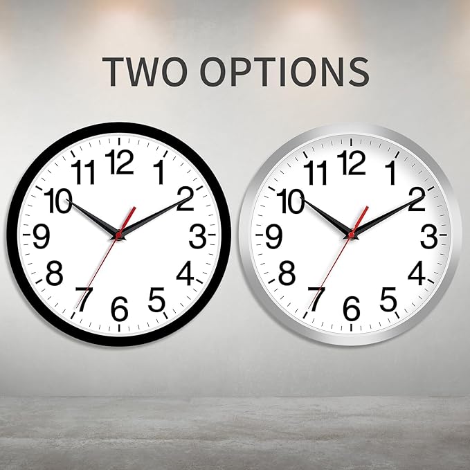 Wall Clock Modern 10 Inch Black Battery Operated Silent Non Ticking Analog for Living Room Office Home Bedroom Kitchen Bathroom