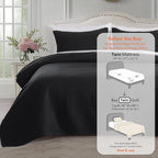 KASENTEX Twin Quilt Set 68"x86" – Soft Washed 3-Layer Lightweight Bedspread, Minimalist Nordic Design, All-Season Spring & Summer Quilt Set (1 Quilt + 2 Pillow Shams), Jet Black