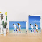 5x7 Acrylic Photo Frame, Magnetic Picture Frames, 10 + 10MM Thickness Stand in Desk Table, Clear (5 Pack)