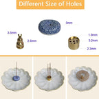 Ceramic Incense Holder Bowl with Brass Burner for Incense Sticks, 5.51 Inch Handmade Incense Burner Ash Catcher for Coil, Sage Cones, Palo Santo, Smudge Bowl for Yoga Meditation Room Décor (White)