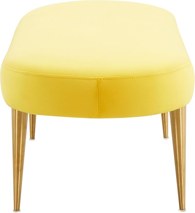 SAFAVIEH Couture Home Collection Corinne Glam Marigold Velvet Living Room Bedroom Dining Foyer Entryway Ottoman Oval Bench