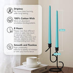 New Burning Formula Unscented Dripless 10-Inch Taper Candles Set of 12 - Turquoise, for Wedding, Dinner - Smokeless, Long Burning - Hand Poured, Colored Tall Candlesticks - Turquesa