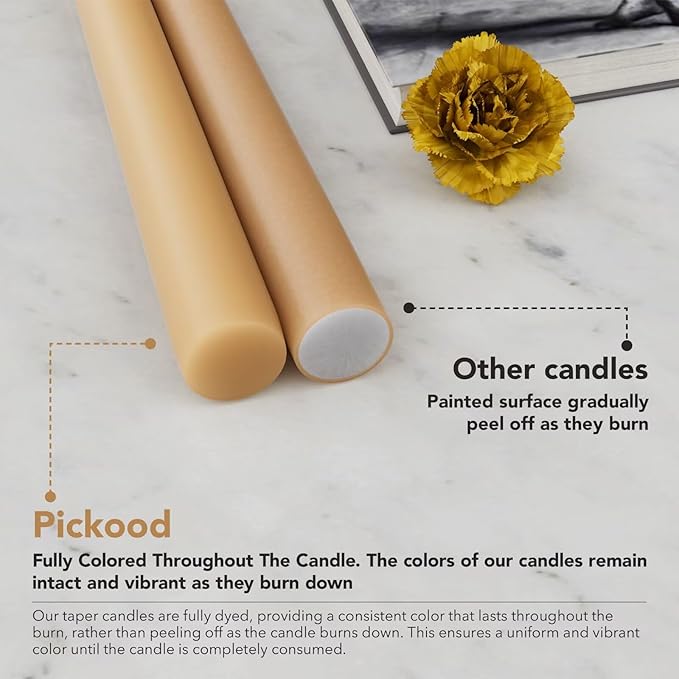 10-Inch Tall Dripless Taper Candles Set of 4 - Beige Tapered Candles, Perfect for Christmas - Smokeless, Unscented, Long Burning - Hand Poured, Colored Tall Candlesticks - Beige