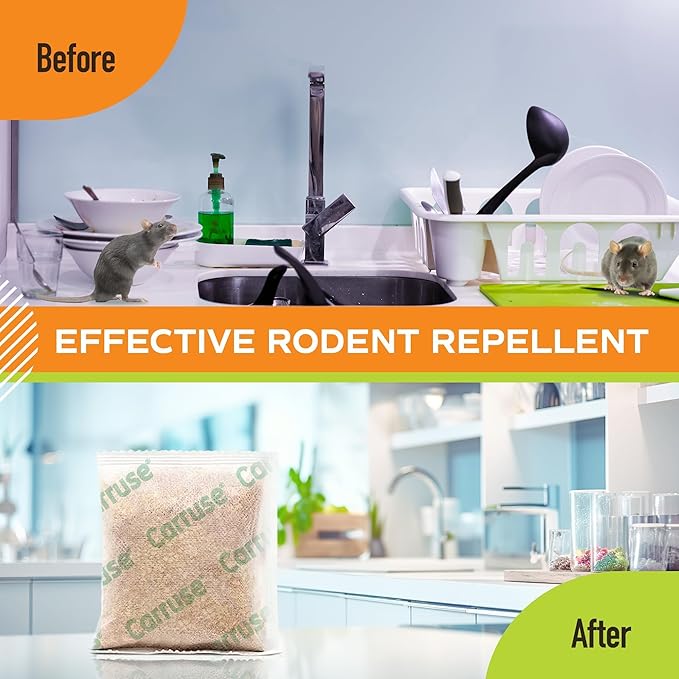 Peppermint Oil Mouse Repellent Pouches - 35% Mint & 5% Cinnamon - Natural Effective Rodent Deterrent for House, RV, Car Engines, Garage & Attic - Long Lasting, Pet & Kids Safe (8 Pack)