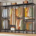 Raybee Clothes Rack for Hanging Clothes,Clothing Rack with Shelves,Portable Closet,Adjustable,76" W x 77" H x 18" D,Max Load 1150lbs,Black
