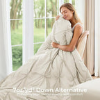 Sasttie Twin Comforter Set, 5-Piece Bed in a Bag, Pintuck Bedding Sets for All Season, Includes Comforter, Flat Sheet, Fitted Sheet, Pillowcase and Pillowsham, Beige