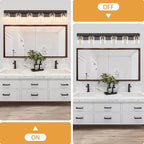 6 Light Modern Bathroom Light Fixtures Over Mirror, Bronze Finish Vanity Lights for Bathroom Wall Sconces with Clear Glass Shades, E26 Socket (Bulbs Not Included)