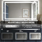 55"x30" LED Bathroom Mirrors for Wall, Front and Backlit Mirror, Anti-Fog Vanity Mirror with Lights, Stepless 3 Colors Dimmable Lighted Mirror(Horizontal/Vertical)