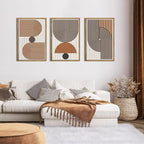 DRACIT Mid Century Boho Modern Wall Art Set Abstract Geometric Wooden Wall Decor Minimalist Line Neutral Artwork Mid Century Wood Art Decor for Living Room Bedroom Office-16x24Inch x3