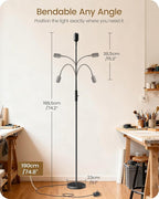 Reading Floor Lamp, 74.2" Tall LED Lamp with, 360° Flexible Gooseneck & Touch Control, 5000K 6W LED, Sturdy Base, Crafts Standing Lamp, for Reading, Living Room, Matte Black B16LD05