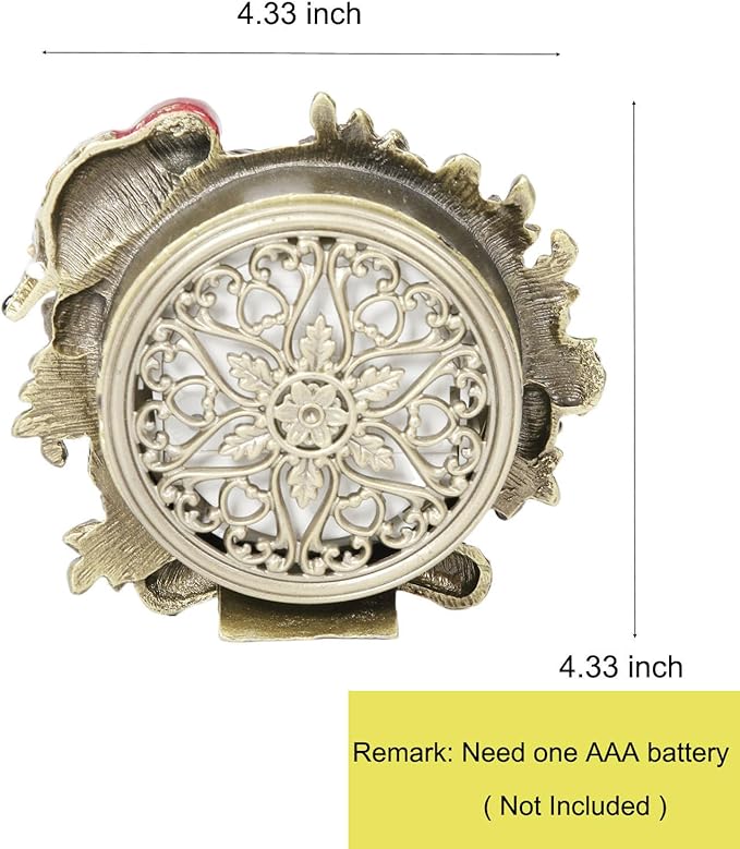 Mini Tabletop Clock, Decorative Vintage Floral Metal Table Clock with Battery Operated for Bedside, Table, Living Room, Home and Office