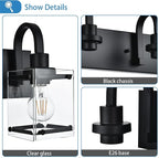 6 Light Bathroom Vanity Lights Fixtures, Black Bathroom Wall Lights Modern Bath Wall Mounted Lights with Clear Glass Shade Wall Light for Mirror Bed Hallway (E26 Base)