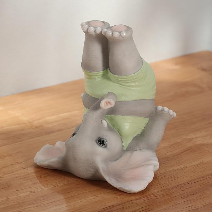 Veronese Design 3 1/2 Inch Yoga Elephant Headstand Pose Resin Figurine Hand Painted Animal Collectibles