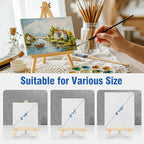 Falling in Art 24 Pack Mini Wooden Display Easels, 10 Inch Tripod Painting Easel Stand, Portable Art Canvas Holder for Photos, Prints and Signs