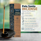 Palo Santo Incense Sticks (12 Pack) and Holder from Peru Premium Authentic - Handmade & Hand Rolled - Cleansing Bad Energy (Incense Sticks)