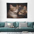 VUMIVI Cat Tapestry Adorable Animals Two Kittens Snuggling Together Vintage Print Realistic Design Tapestry Wall Hanging for Living Room Bedroom Dorm Classroom Aesthetic Decor W40xL30in