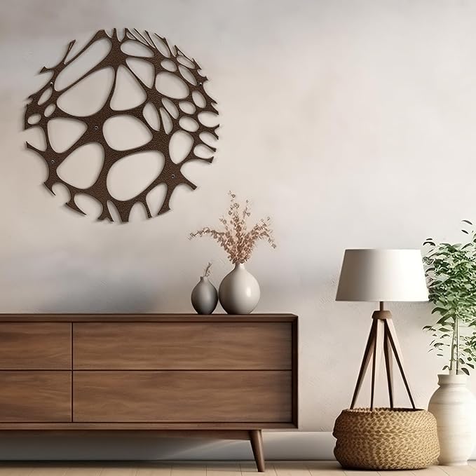 SIGNLEADER Metal Wall Art Decor Abstract Circle Minimalist Modern Abstract Wall Sculpture Hangings Home Decoration for Living Room, Bedroom, Bathroom, Kitchen, Outdoor - 24" Bronze