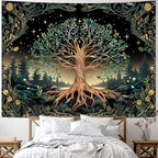 Leofanger Tree of Life Tapestry Psychedelic Mystic Floral Tapestry Vintage Plant Flower Wall Tapestries Aesthetic Tree Tapestries Wall Hanging for Home Decor(59.1"x78.7")