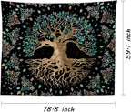 XGXL Life Tree Tapestry Wall Hanging - Bohemian Hippie Wishing Tree Tapestries Psychedelic Wall Carpet Mystic Aesthetic Tapestry for Living Room Bedroom