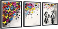 Novatique Graffiti Street Wall Art Banksy Art Wall Decor Street Paintings Artwork Butterfly Colorful Poster Graffiti Art Framed for Living Room Bedroom,16" x 24" x 3Pcs