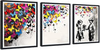 Novatique Graffiti Street Wall Art Banksy Art Wall Decor Street Paintings Artwork Butterfly Colorful Poster Graffiti Art Framed for Living Room Bedroom,16" x 24" x 3Pcs
