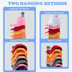 Hat Organizer for Baseball Caps, 2 Pack Black Hat Rack for Wall Hold up to 18 Hats Strong Adhesive Hat Hooks Stand Hat Hanger Organizer Storage Holder Display for Door Closet
