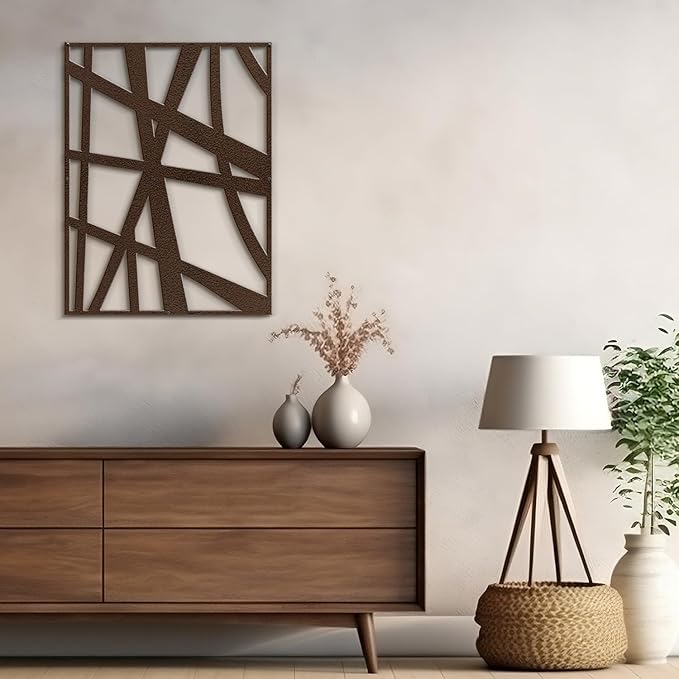 SIGNLEADER Metal Wall Art Decor Abstract Bronze Line Minimalist Modern Abstract Wall Sculpture Hangings Home Decoration for Living Room, Bedroom, Bathroom, Kitchen, Outdoor - 24" Bronze