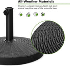 Giantex 49 lbs Patio Umbrella Stand, 20.5 Inch Round Umbrella Base for 1.5'' or 1.9'' Diameter Pole, Outdoor Umbrella Holder for Poolside, Backyard, Garden, Market, Imitated Rattan Style, Black