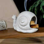 White Ceramic Snail Palo Santo Holder & Modern Chiminea Incense Burner - Elegant Cone Burner for Palo Santo Sticks & Sage - Perfect for Energy Cleansing, Yoga, Meditation, Zen Decor, Altar