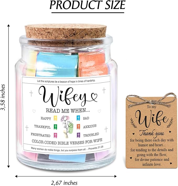 NewEleven Valentines Day Gift For Wife From Husband - Soulmate, Girlfriend, Fiance Gift for Anniversary, Birthday - Inspirational Gifts, Christian Present For Wife From Husband - Bible Verse Jar