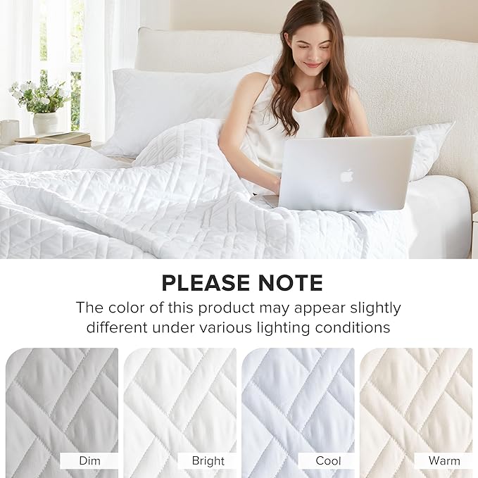 Comfort Spaces King Quilt Set Modern Reversible Diamond Coverlet King Bedding Set Cozy Quilted Winter Layer, All Season Lightweight Soft King Size Quilt, Kienna, White Diamond 3 Piece